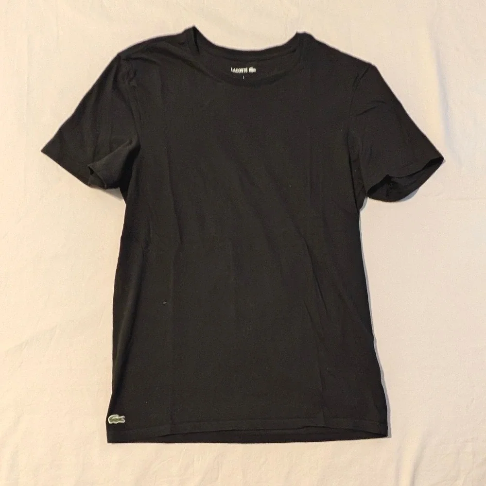 Lacoste Mens Crew Neck T-Shirt Black Size Large TH3321 Crocodile Logo